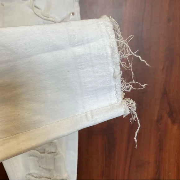 ASOS White Skinny Jeans Distressed Denim Raw Hem Size 28 - Picture 5 of 7